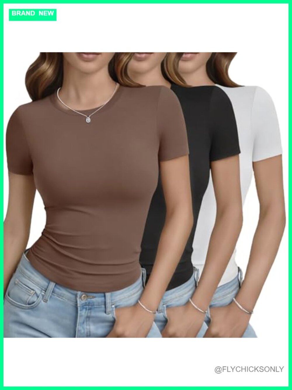 3 Pack Women's Basic Crop Top Tees Short Sleeve Slim Fit Crew Neck